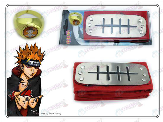 Naruto Payne roten Stirnband + Five Rings Nullwort