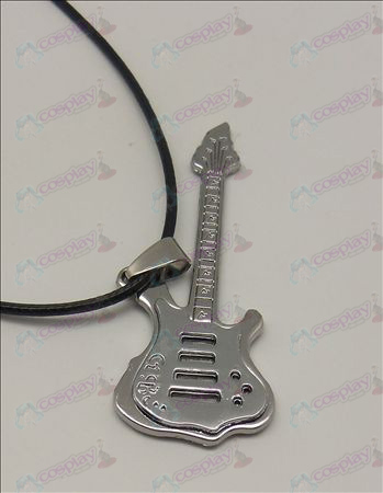Kunststoff-Licht-Ton-Gitarre Lederband Halskette (weiß)