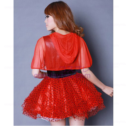 Red Pompon Veil Rock Maid Kostümes