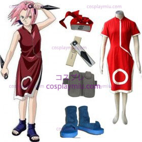 Naruto Sakura Haruno Cosplay Kostüme und Zubehör-Set