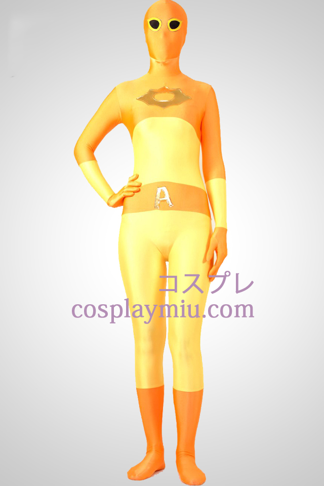 Gelb und Gold Full Body Lycra Spandex Zentai-Anzug