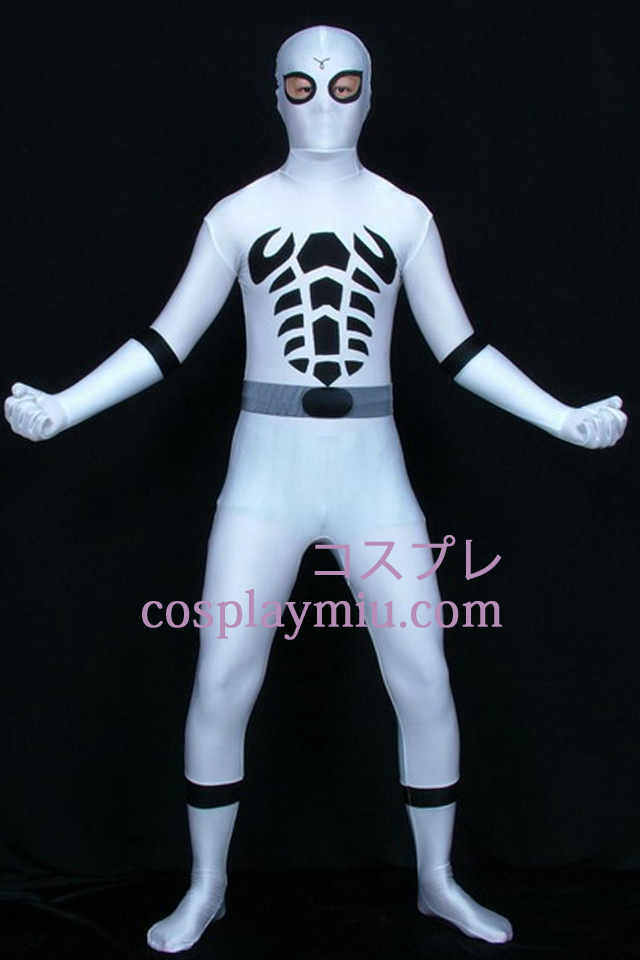 White And Black Scorpion Muster Lycra Superheld Zentai-Anzug