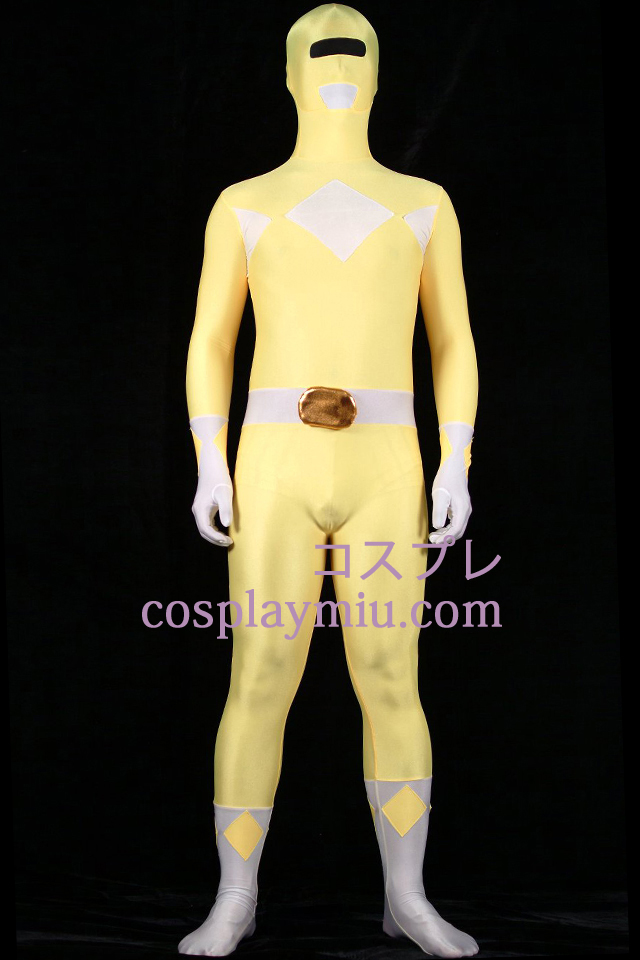 Gelb und Weiß Lycra Spandex Unisex Zentai-Anzug