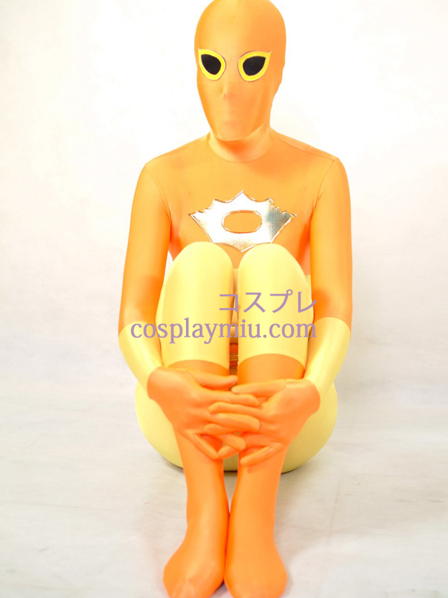 Gelb und Orange Lycra Spandex Zentai-Anzug