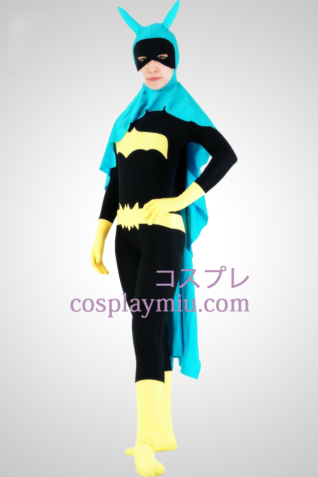 Bat Woman Lycra Superheld Zentai Anzug mit Cape