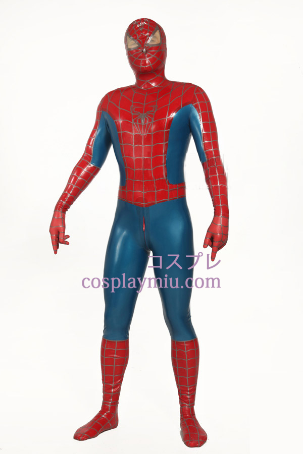 Rote und blaue gestreifte Spiderman Superheld Zentai Anzug
