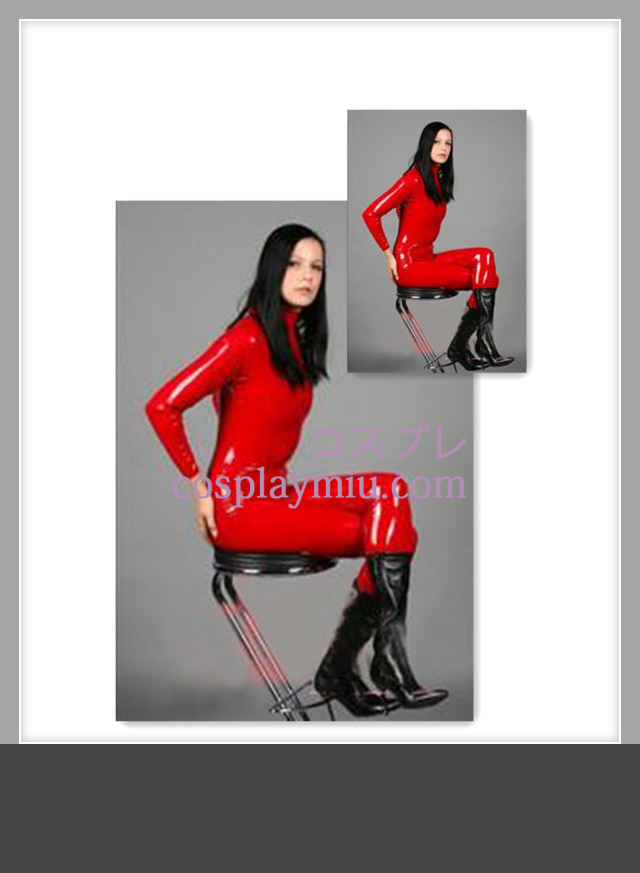 Red Full Body Covered Long Sleeves Female Latex-Kostüm