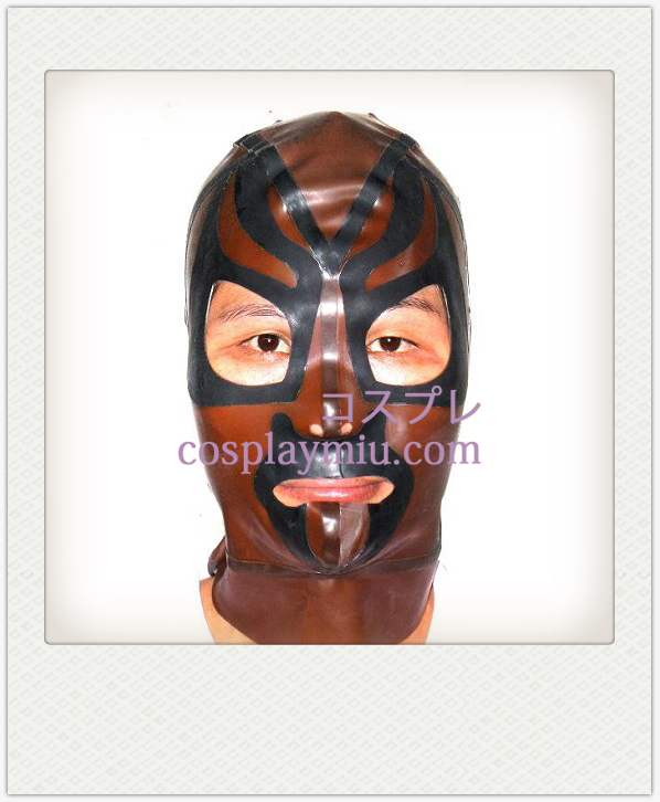 Brown und Black Male Latex Maske mit offenen Augen und Mund