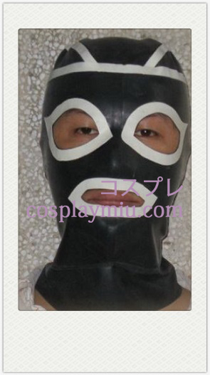 Black and White Female Cosplay Latex Maske mit offenen Augen und Mund
