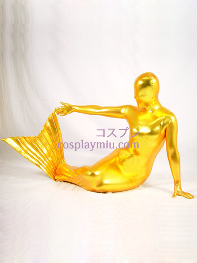 Goldene Metallic Shiny Zentai-Anzug Meerjungfrau