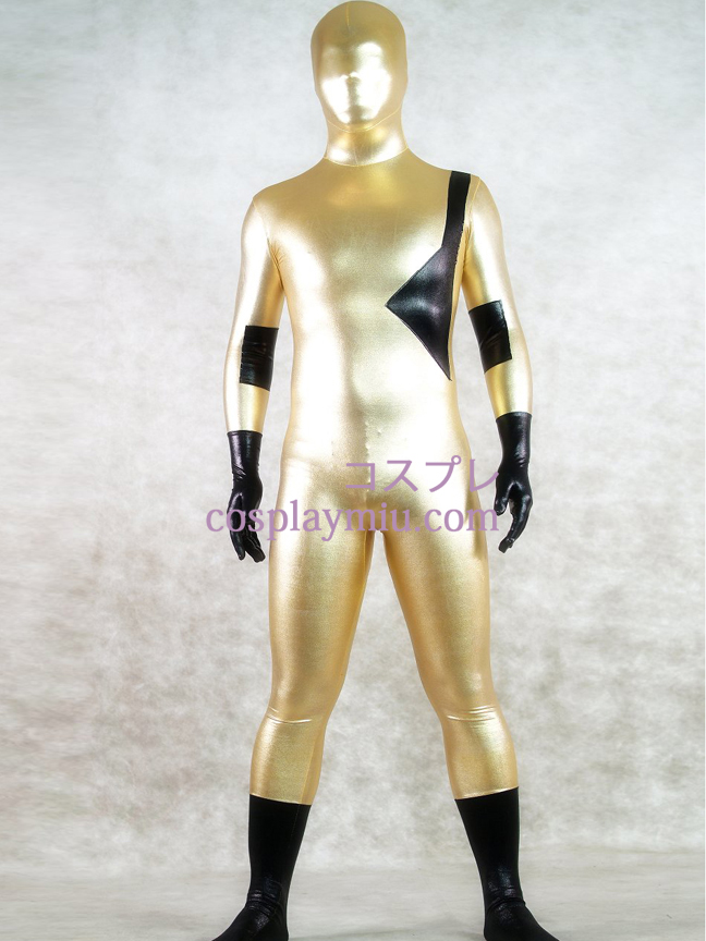 Metallic-Gold und Schwarz Unisex Zentai-Anzug