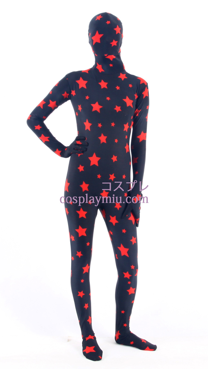 Black Star Pattern Lycra Zentai-Anzug