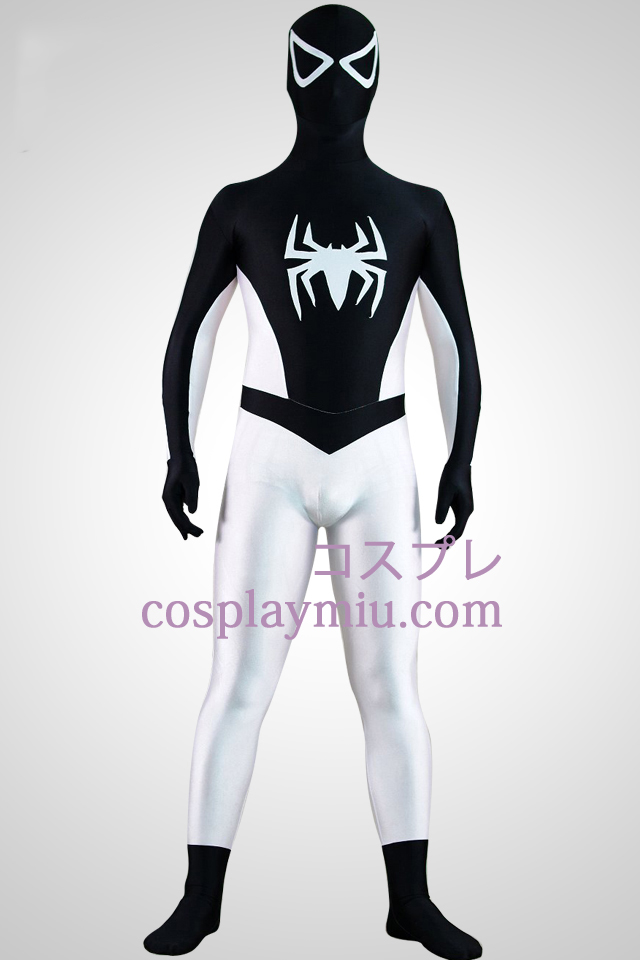 Halb Weiß Half Black Spiderman Superheld Zentai Anzug