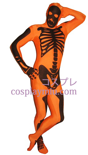 Orange Skelett Lycra Zentai-Anzug