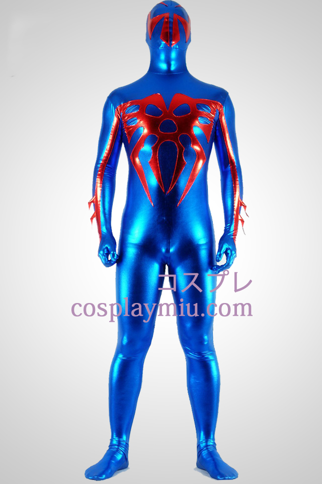 Shiny Metallic Blau und Rot Spinne Superheld Zentai-Anzug