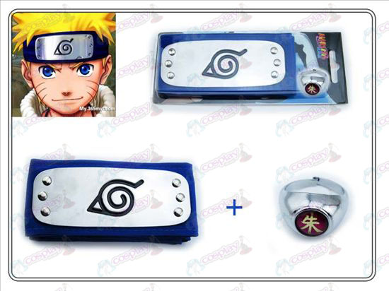 Naruto Konoha Stirnband blau + Sammleredition Zhu Zi Ring