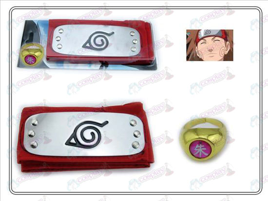 Naruto Konoha roten Stirnband + Fünf Zhu Zi Ring