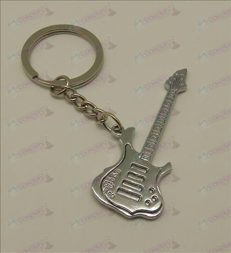 Kunststoff-Licht-Ton-Gitarre Schlüsselanhänger (weiß)