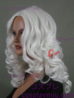 20 "White Curly Midpart Cosplay Perücke