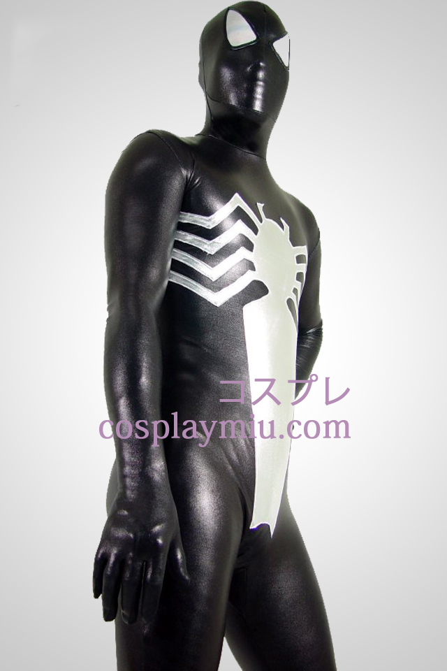Schwarz und Silber Metallic Spiderman Superheld Zentai Anzug