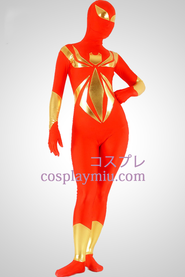 Rot und Gold Lycra Spandex Unisex Superheld Zentai-Anzug