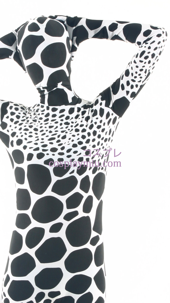 Schwarz Weiß Giraffen-Muster Lycra Zentai-Anzug