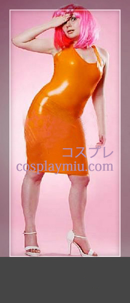 Orange ärmel Female Latex Kleid