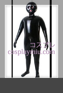 Schwarze Ganzkörper-Latex-Kostüm Dachte Schlauchboot mit offenen Augen und Mund