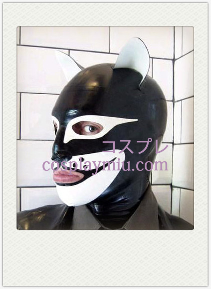 Schwarz-Weiß doglike SM Latex Maske mit offenen Augen und Mund