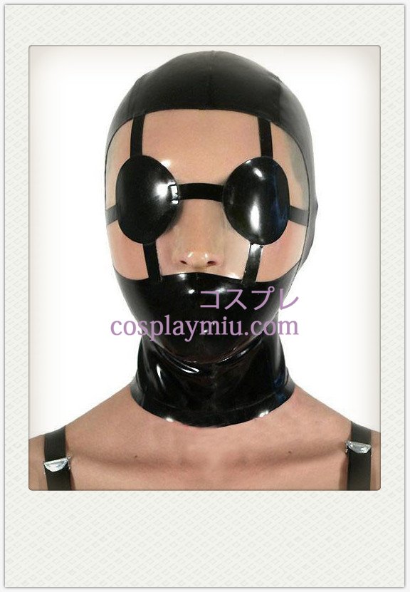 Shiny Black SM Latex-Maske mit Distinct Eyeshade
