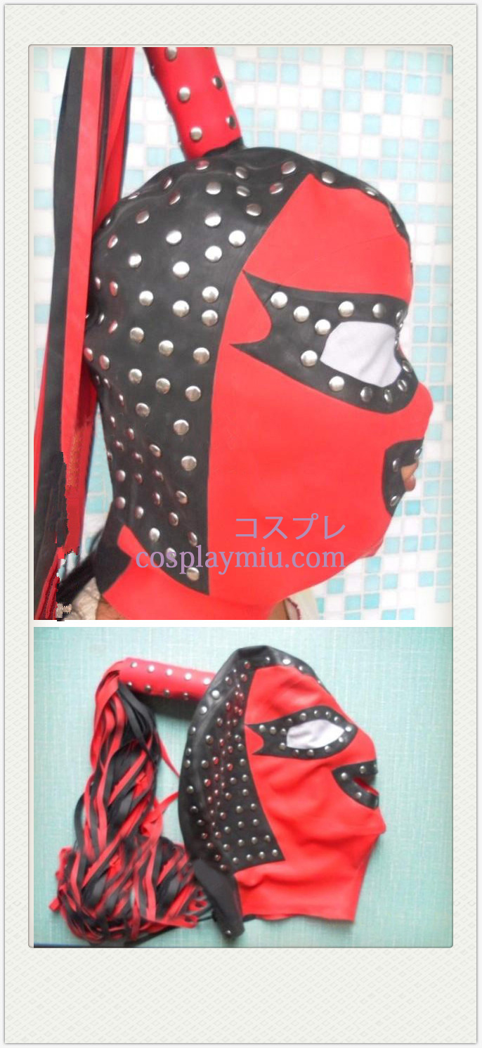 Rot Schwarz und Nail-Shaped SM Latex-Maske mit Schachtelhalm