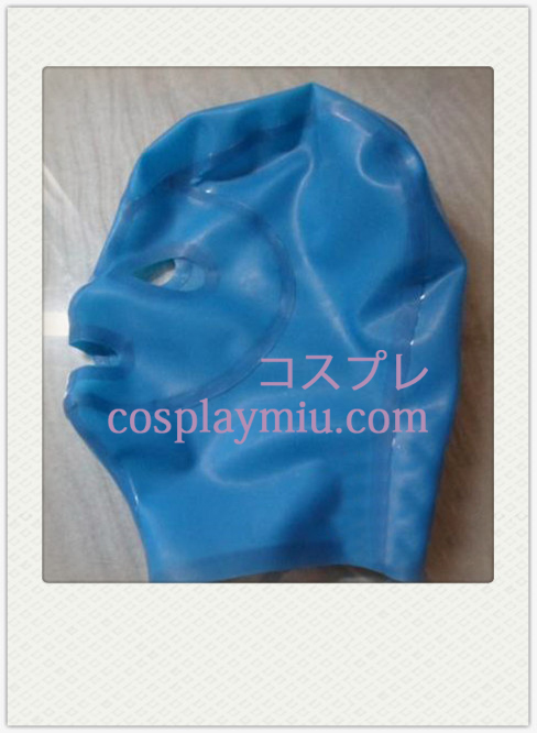 Blau Unisex Latex Maske mit offenen Augen und Mund