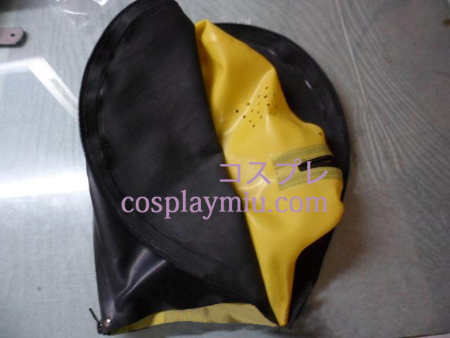 Schwarz und Gelb Latex-Maske mit Mesh und Doppel-Reißverschlüsse