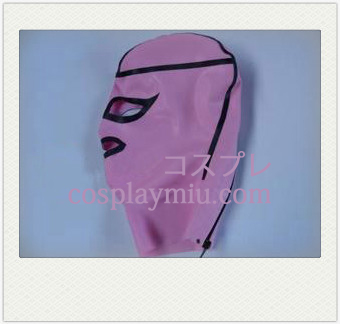 Rosa-und Schwarz Weiblich Latexmaske mit offenen Augen und Mund Mouthand