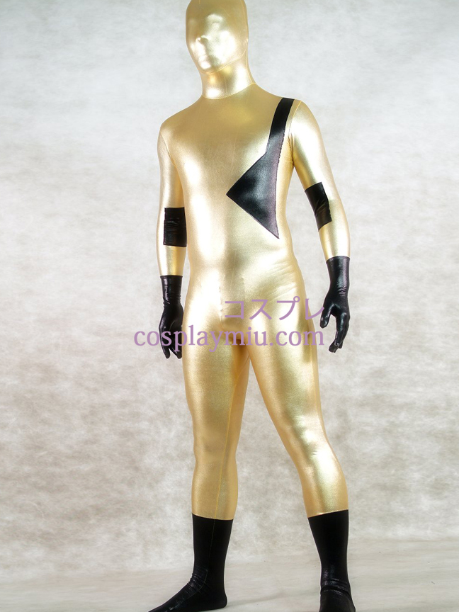 Metallic-Gold und Schwarz Unisex Zentai-Anzug