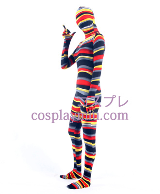 Gestreifte Multi-Color-Lycra Zentai-Anzug