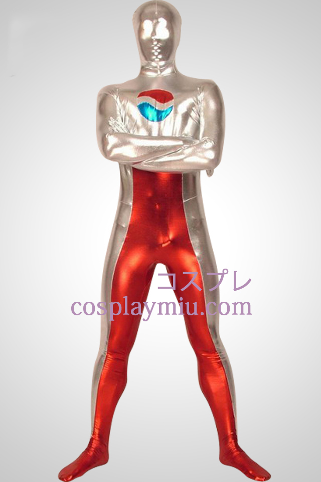 Rote und weiße Metallic Full Body Unisex Zentai-Anzug
