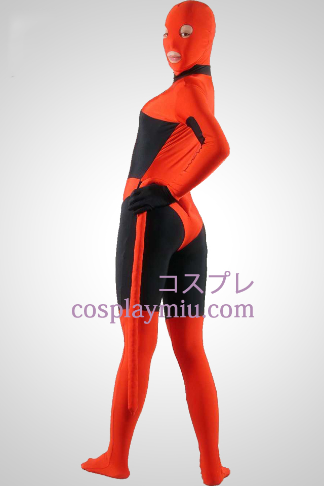 Schwarz und Rot Lycra Spandex Zentai-Anzug