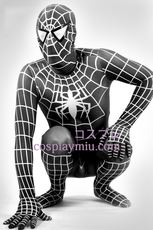 Schwarzweiß-Lycra Spandex Spiderman Zentai-Anzug