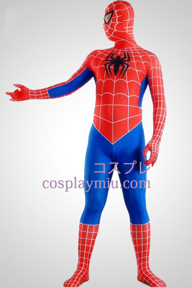 Rot-blaue Streifen Lycra Spandex Spiderman Superheld Zentai Anzug