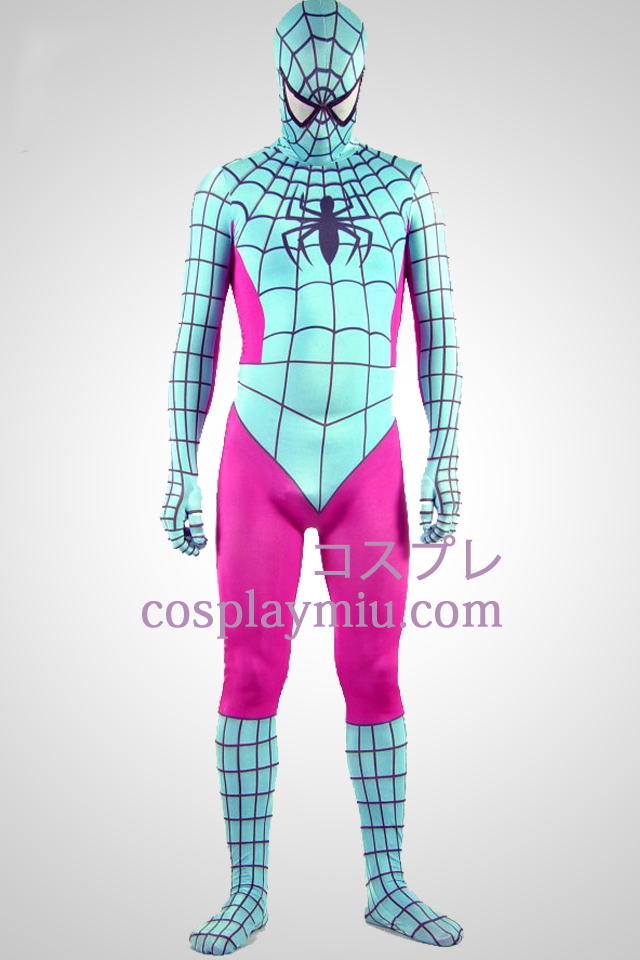 Hellgrün und Rosa Lycra Spandex Spiderman Zentai-Anzug