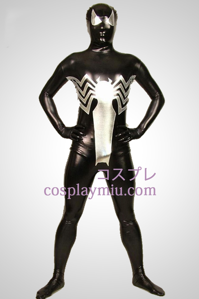 Schwarz Big Spiderman Full Body Shiny Metallic Zentai-Anzug