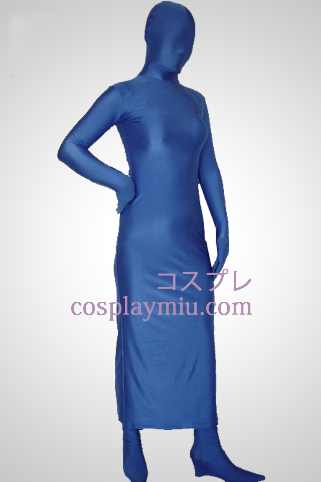 Blau Lycra Spandex Ganzkörper-Kleid
