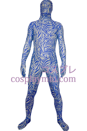 Blau Weiß Zentai Digitale Lycra Zentai-Anzug