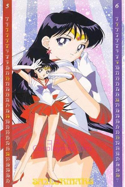 Sailor Moon Sailor Mars Rei Hino lange Cosplay Perücke